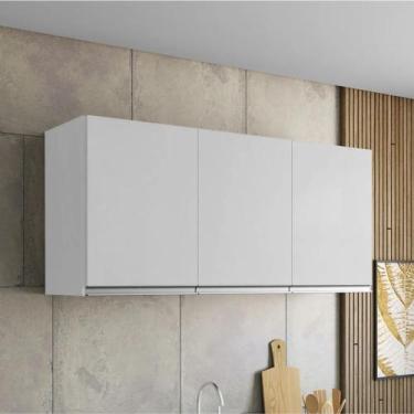 Imagem de Armário de Geladeira Aereo 3 Portas Andreia 120cm AJL Móveis, Branco