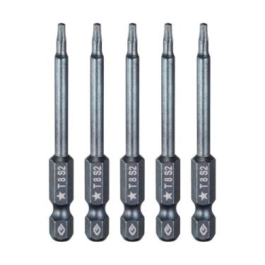 Imagem de HARFINGTON 5 peças de chave de fenda Torx de 5 pontas, haste sextavada de 1/10.2 cm, cabeça magnética de 8 mm, comprimento de 6,6 cm de comprimento, chave de fenda de aço Pentágono para reparo, chave
