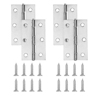 Imagem de Dobradiça de porta prateada de 6 cm, Zernmiarder 12 peças de dobradiças de ferro, dobradiças para janelas internas e externas com parafusos - 60 x 36 mm