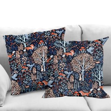 Imagem de Pacote com 2 capas de almofada vintage retrô florestal, 45,7 x 45,7 cm, almofadas decorativas para sofá, almofada de sofá, cadeira, casa, quarto, escritório, assento de carro, sala de estar, fronha