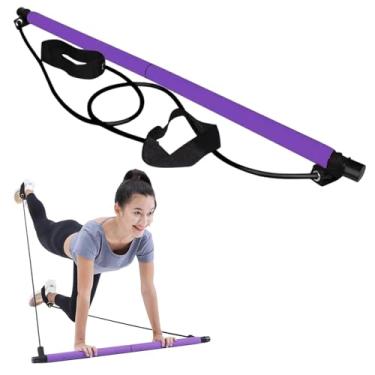 Imagem de Loyanger Kit de barra de pilates com faixas de resistência, design destacável, barra multifuncional de pilates para pernas, quadril, cintura e braço, equipamentos de ginástica em casa para espaços