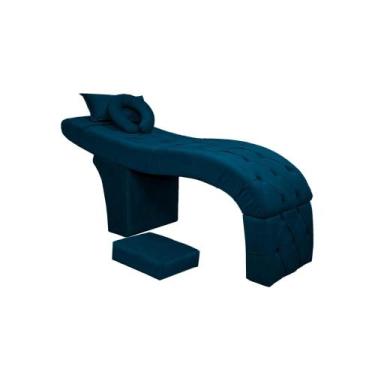 Imagem de Maca Estética E Escada Para Extensão De Cílios Veludo Azul - SOFA STOR