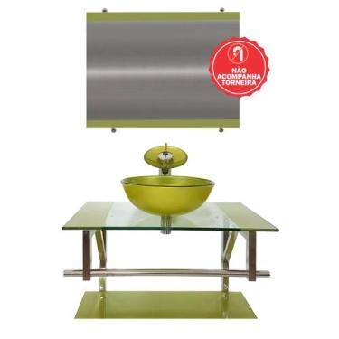 Imagem de Gabinete de Vidro 70cm para Banheiro Bulgária - EKASA, Verde Oliva