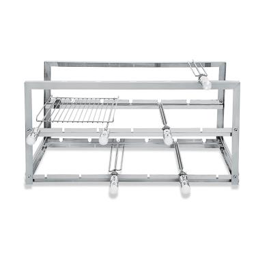 Imagem de Suporte 100% Inox, 74,5cm - 3 Andares, para Churrasqueiras + 4 Espetos + Grelha Uruguaia