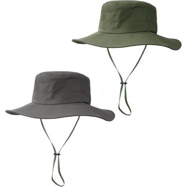Imagem de Chapéu De Sol Para Mulheres E Homens Upf 50+ Chapéu De Cowboy à Prova D'água Chapéus De Pesca De Aba Larga Com Proteção Uv De Verão Ajustável, Dark Grey/Army Green, One Size