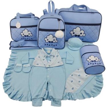 Imagem de Kit bolsa maternidade 5 peças nuvem menino + saida maternidade - LETBA