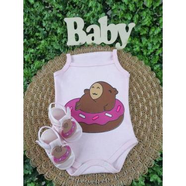 Imagem de Conjunto Sandália Com Body Desenho Bebe Menina Roupa Verão Estampado M