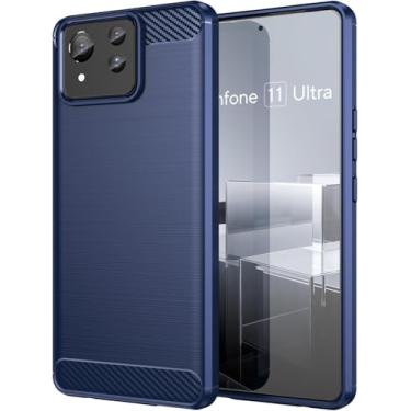 Imagem de Capa Para Asus Zenfone 11 Ultra (Tela 6.78) Carbon Fiber Leve Fina Maleável (Azul)