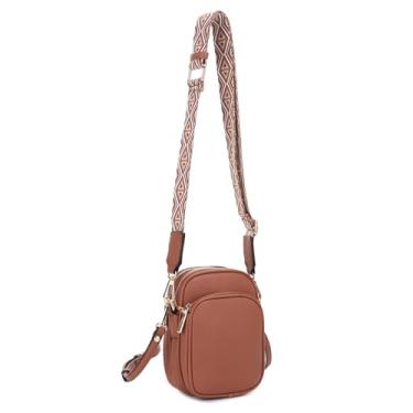 Imagem de Mali+Lili Bolsa tiracolo pequena para mulheres, bolsa de ombro com compartimento triplo com alça dupla, Bronzeado/tripla