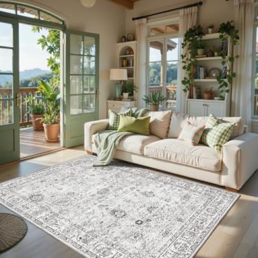 Imagem de Tapete cinza 10,2 x 15,2 cm, lavável, antiderrapante, camada baixa, floral, pequeno tapete para quarto, cabeceira, quarto de crianças, escritório, sala de jantar (cinza, 10 x 15 cm)