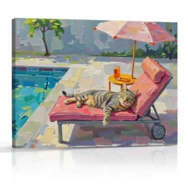 Imagem de Linda decoração peculiar peculiar gato coquetel gato presentes para mulheres decoração de parede tela arte emoldurada arte impressão de arte pôsteres para casa bar carrinho cozinha sala de jantar