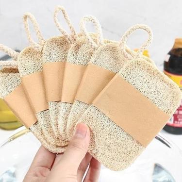 Imagem de 6 peças de pano de lavar Luffa natural pano de lavar esponja bucha panela óleo removedor de manchas escova limpa cozinha