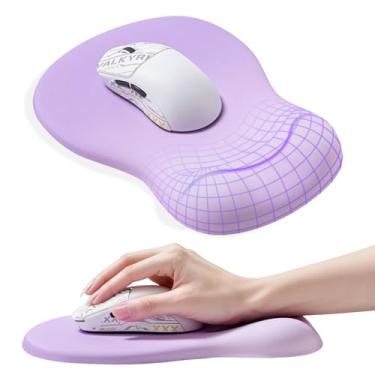 Imagem de Mouse pad ergonômico com suporte de pulso, mousepad com descanso de pulso de espuma viscoelástica e base antiderrapante para computador, café, casa e escritório, acessórios de mesa de escritório de
