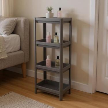 Imagem de Armário Estante Multiuso em Polipropileno Plástico para Cozinha Lavanderia Escritório 4 Prateleiras (Cinza)