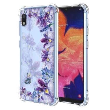 Imagem de WEIOUHR Capa para celular Galaxy A10 Samsung A10 transparente TPU macio, design de impressão de íris, leve resistente a choques e arranhões, para Samsung Galaxy A10 (roxo íris)