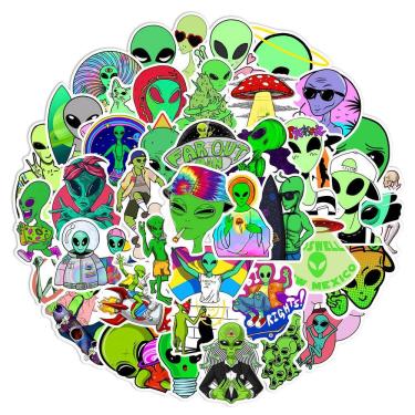 Imagem de Pacote de adesivos Cool Alien, 50 unidades UFO & Space Waterproof
