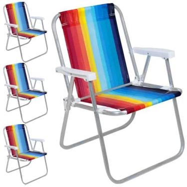 Imagem de Cadeira de Praia Alta Degradê Alumínio Com 4 Unidades BEL - BELFIX
