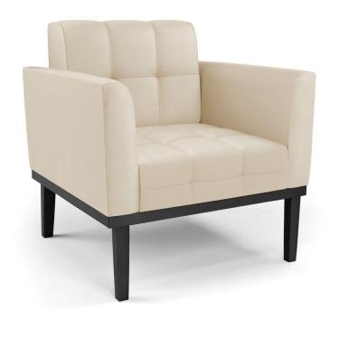 Imagem de Poltrona Base De Madeira Fixa Preto Elisa Corino D03 - D'rossi Cor Bege