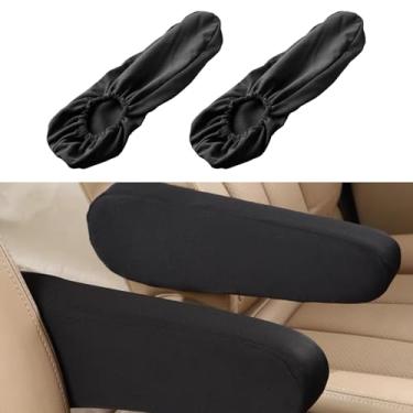 Imagem de SWQS 2 peças de capas de apoio de braço para assento dianteiro de carro, tecido elástico macio, protetor de braço de assento automático, substituição universal da capa do descanso do braço do assento