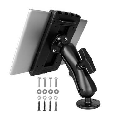 Imagem de Velpaw Suporte de tablet resistente, base de broca de alumínio esférica de 3,8 cm, compatível com tablets/iPad de 19 a 33 cm, suporte industrial para iPad, parede, caminhão, armazém, painel, barco