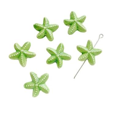 Imagem de ARTISAMILY 20 peças contas de estrela do mar verde oceano porcelana cerâmica estrela espaçador solto artesanal estrela do mar pulseira contas 19 mm para brincos faça você mesmo colar joias encontrar