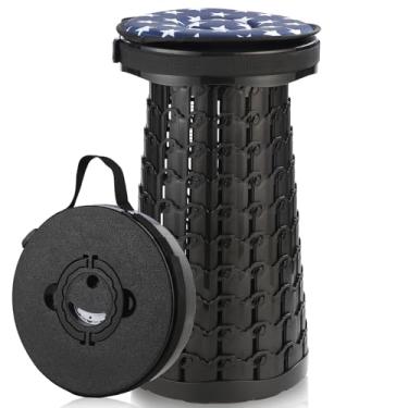 Imagem de KOKSRY Banqueta dobrável atualizada de 45 cm com almofada, capacidade de 362 kg, resistente, porém leve, banco dobrável portátil mais alto para adultos para acampamento, pesca, caminhadas, viagens