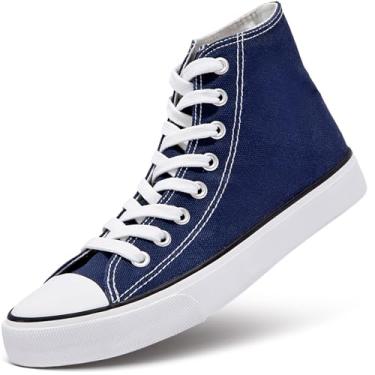 Imagem de Tênis feminino de lona com cadarços e cano alto da ZGR, Azul marino, 9