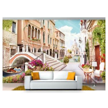 Imagem de Papel De Parede Paisagem Digital Veneza Flores  Dah33 - Você Decora