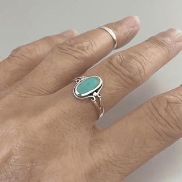 Imagem de Anel de compromisso para ela noivado Moissanite anéis empilháveis de ouro grosso, joia turquesa boêmia para mulheres, presentes de amizade para mulheres dia dos namorados, Medium, Latão, Sem pedra