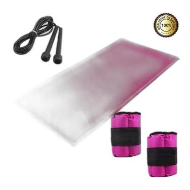 Imagem de Kit Academia Rosa - Colchonete + Corda+ Caneleira 3Kg - Infinity