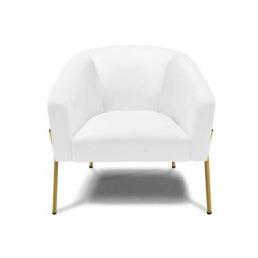 Imagem de Poltrona Pé De Ferro Dourado Sala De Estar Stella Corino Branco D03 - D'rossi