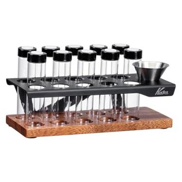 Imagem de Baoblaze Suporte de vidro para grãos de café, expositor, adega para grãos de café com 10 tubos de vidro.