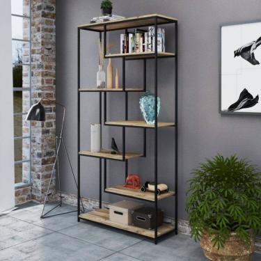 Imagem de Estante Alta para Livros em Mdp Florença Carvalho / Preto