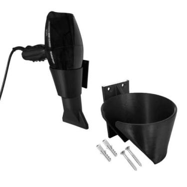 Imagem de Suporte Para Secador de Cabelo Móvel ou Parede - LEAO3D, Preto