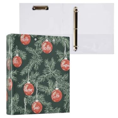 Imagem de KEEPREAL Fichário de 3 anéis com design de galhos de árvore de Natal - fichário de três anéis resistente de 3 cm com 2 bolsos, anéis redondos para material de escritório (tamanho carta) #73