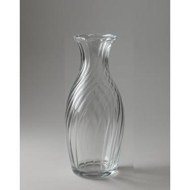 Imagem de Vaso de Vidro 22cm com Relevo Espiral e Borda Ondulada Decorativo Transparente
