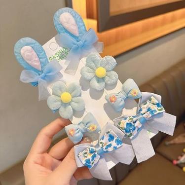 Imagem de 8 presilhas de cabelo com laço, grampo de cabelo de flor, orelhas de coelho de desenho animado, franja de cabelo de menina, sem danos ao cabelo