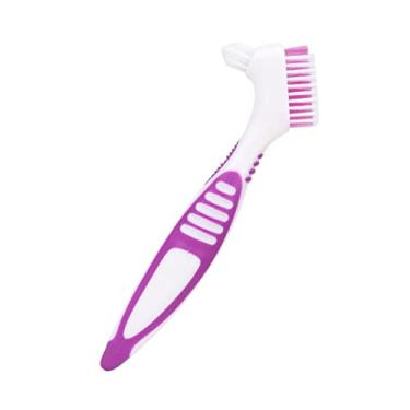 Imagem de Generic Remoção Eficaz Placa Escova Dentadura do Cuidado Oral para a Lacuna Limpa Fácil Dos Dentes 2 Pces Portátil Leve para Idosos Roxo