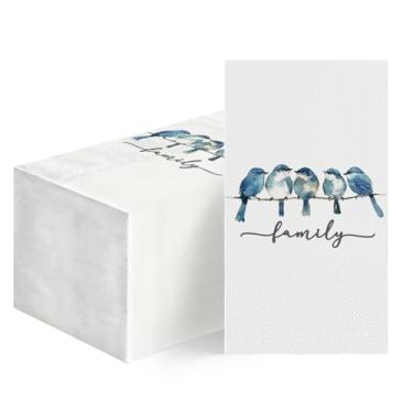 Imagem de Horaldaily 50 guardanapos decorativos de papel descartável primavera verão, toalha de mão de pássaros para festa, almoço, jantar, cozinha, decoração de banheiro