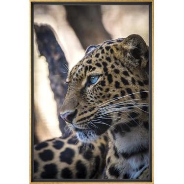 Imagem de Quadro Decorativo Tela Sala Hall Quarto 63x93cm Marrom Onça