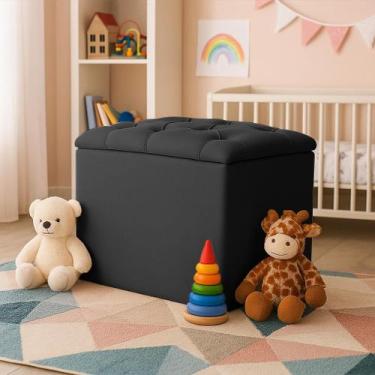 Imagem de Puff Bau Capitone Banqueta Retrô Tecido Sintetico Dritex Cor:Sintetico