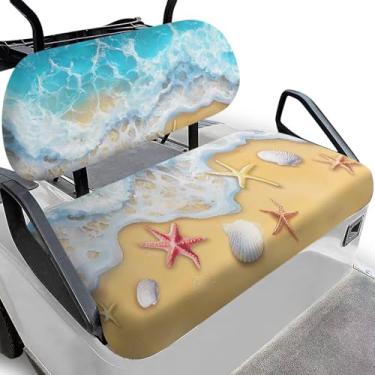 Imagem de HUISEFOR Protetor de toalha de assento de carrinho de golfe Tropical Leaf para mulheres, antiderrapante, capa de assento de carro, frente e verso, para assentos de 2 pessoas, acessórios respiráveis