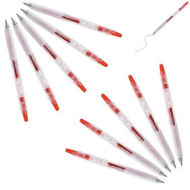 Imagem de GZBABY Caneta de gel de ponta fina, 10 peças, canetas esferográficas retráteis com aderência macia, 0,5 mm, tinta de secagem rápida (vermelha)