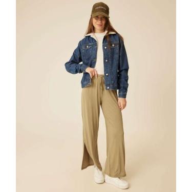 Imagem de Calça Pantalona Feminina Fenda Marisa-20048, Verde, G