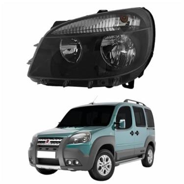 Imagem de Farol Fiat Doblô 2010 Até 2018 ORIGINAL Máscara Negra Lado Esquerdo Motorista