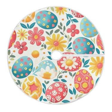 Imagem de Qilmy Saia de árvore de Natal com ovos de páscoa 119,9 cm, camurça para árvore de Natal, adequada para decoração de armário em ambientes internos e externos, festas, escritórios, lojas, armários206