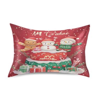Imagem de Wassud Fronha de cetim para cabelo e pele lindos personagens de desenhos animados de Natal fronhas de seda lisa tamanho padrão capas de travesseiro respiráveis com fecho de envelope