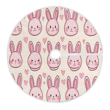 Imagem de Qilmy Lovely Rabbits Saia de árvore de Natal de 120 cm, camurça para árvore de Natal, adequada para decoração de armário em ambientes internos e externos, festas, escritórios, lojas, armários641