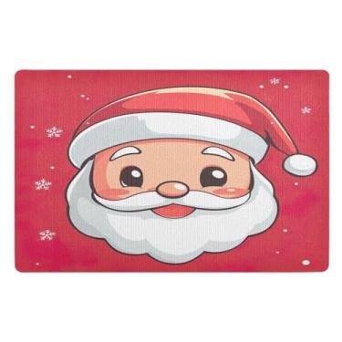 Imagem de STAYTOP Lindo tapete de porta de Papai Noel, entrada externa, 81 x 50 cm, tapete de boas-vindas ao ar livre/interno, tapetes de banho fofos, capacho frontal antiderrapante para entrada, pátio, áreas