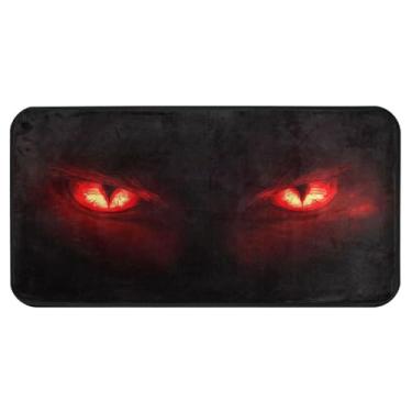 Imagem de STAYTOP Tapetes de cozinha com olhos de animais vermelhos 99 x 50 cm, antiderrapante, lavável, tapetes acolchoados, de poliéster, antifadiga, conforto, alpendre, tapete para decoração de casa de